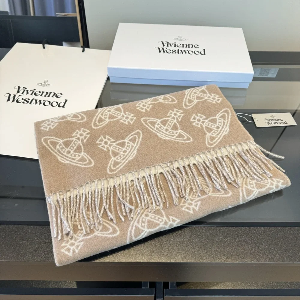 Vivienne Westwood khaki-colored logo-patterned scarf